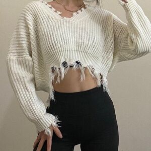 Zaful White Knit Sweater